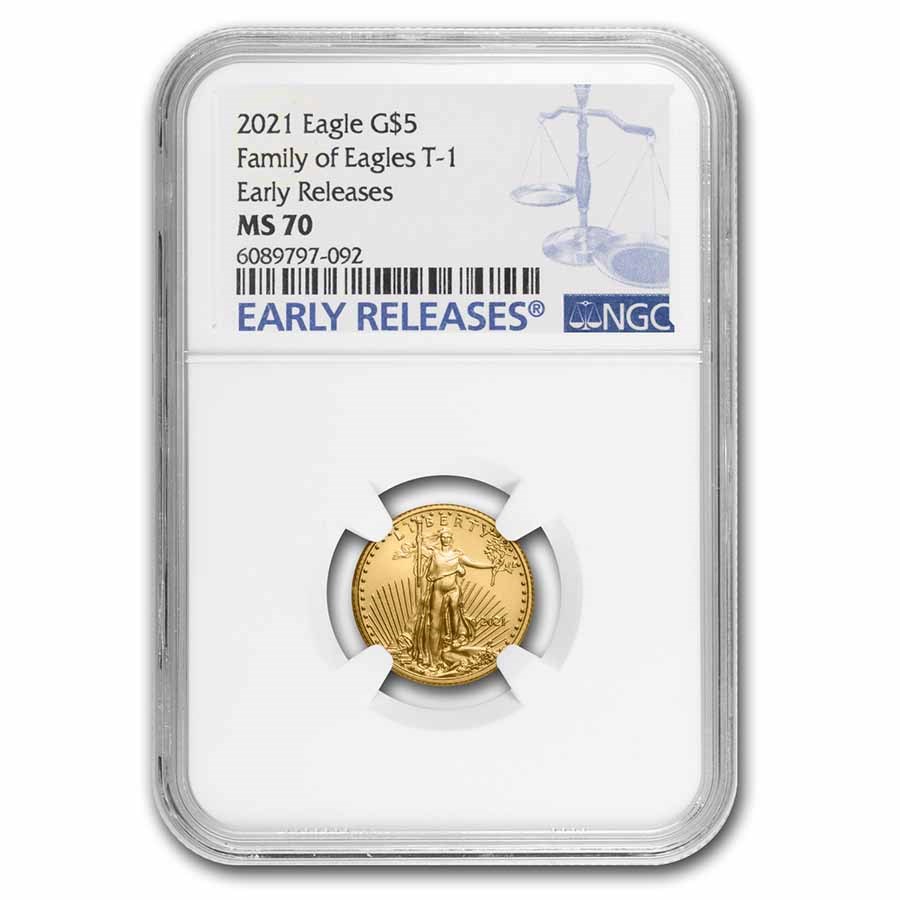 2021 1/10 oz American Gold Eagle (Type 1) MS-70 NGC (ER)