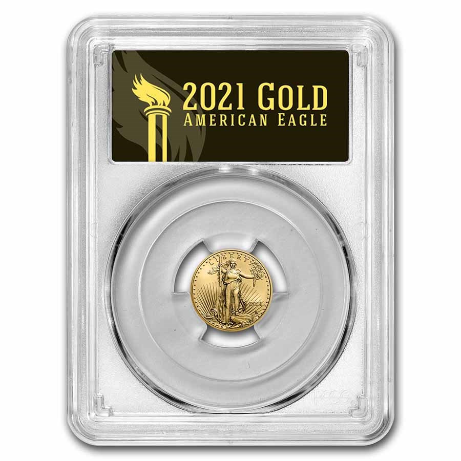 2021 1/10 oz American Gold Eagle (Type 2) MS-70 PCGS (FS®, Black)