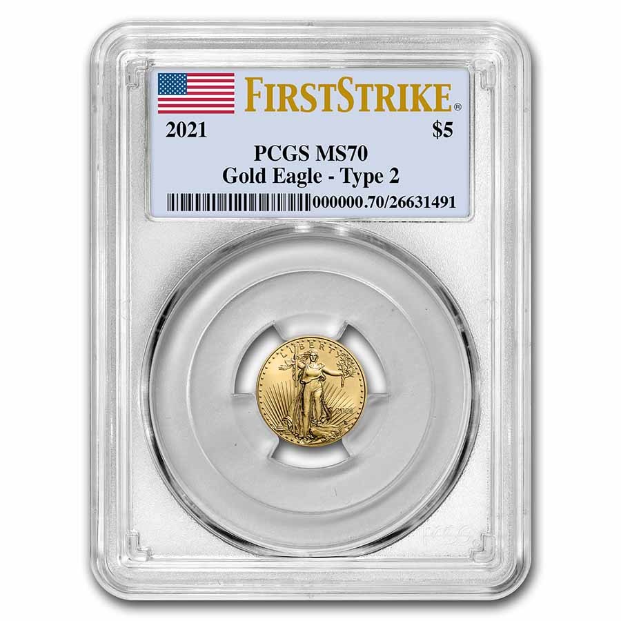 2021 1/10 oz American Gold Eagle (Type 2) MS-70 PCGS (FS®)