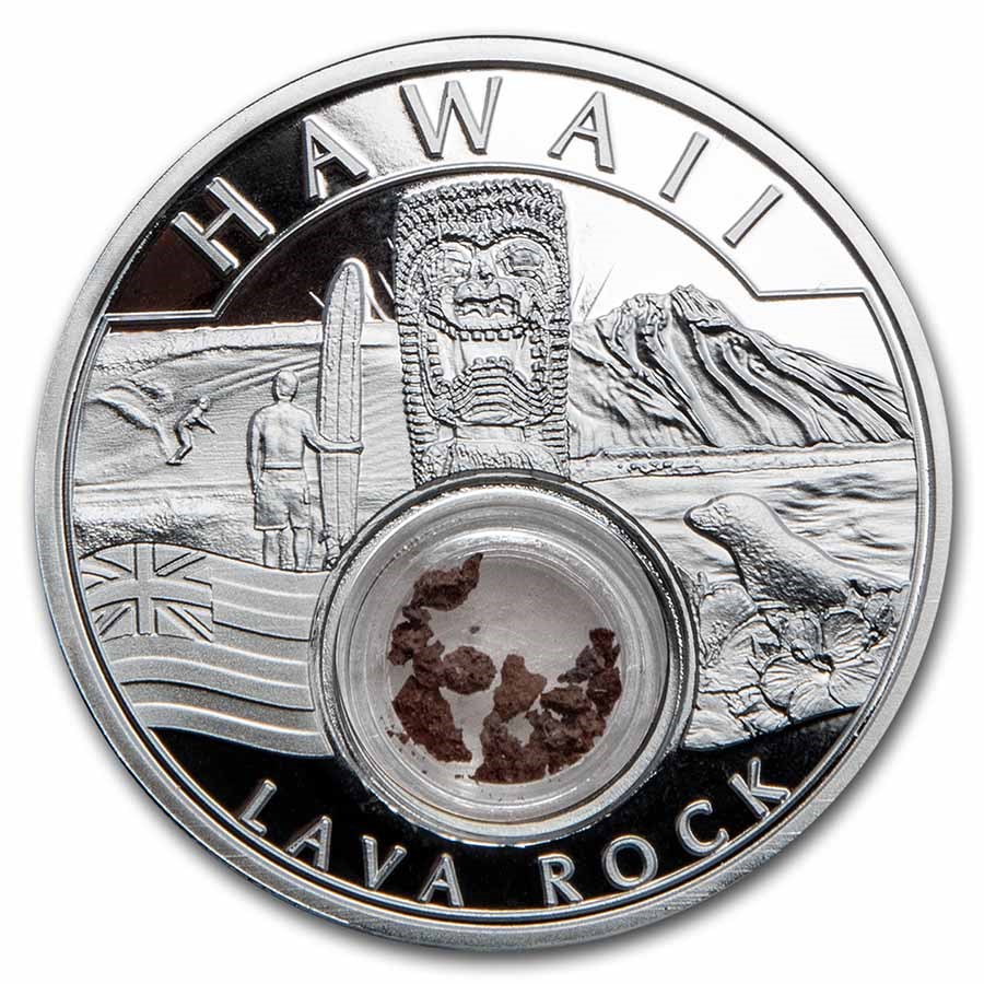 2021 1 oz Ag Treasures of the U.S. Hawaii Lava Rock (Box/COA)