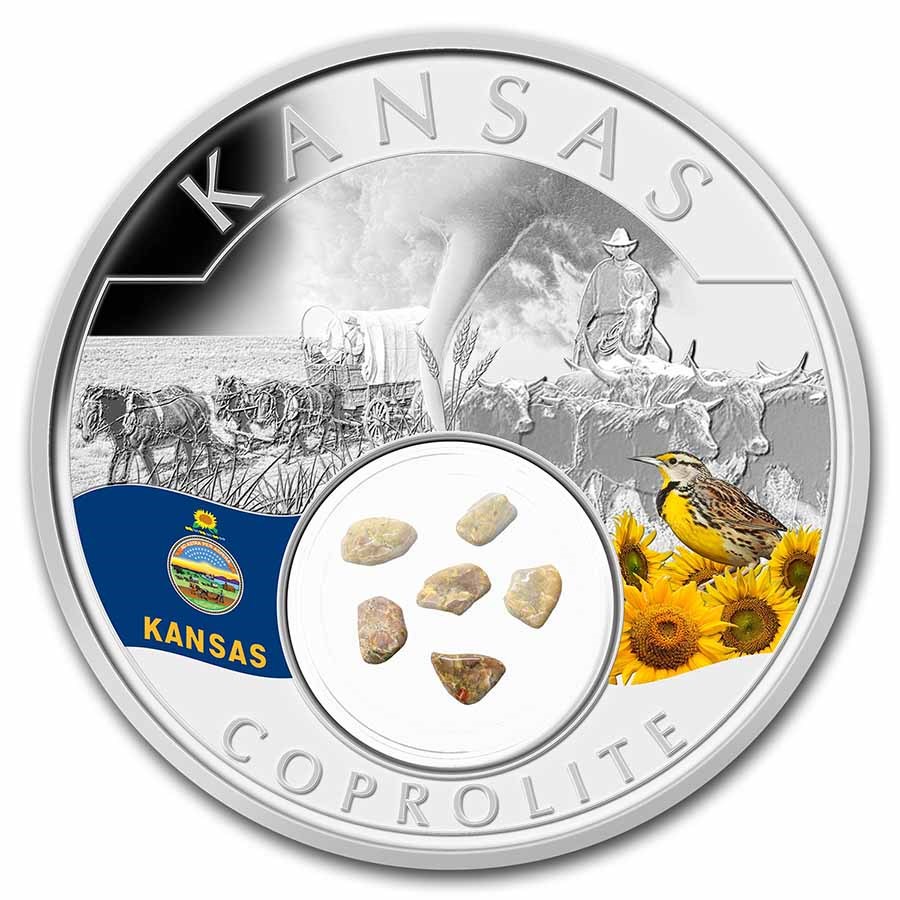 2021 1 oz Ag Treasures of the U.S. Kansas Coprolite (Colorized)