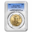 2021 1 oz American Gold Eagle (Type 2) MS-70 PCGS