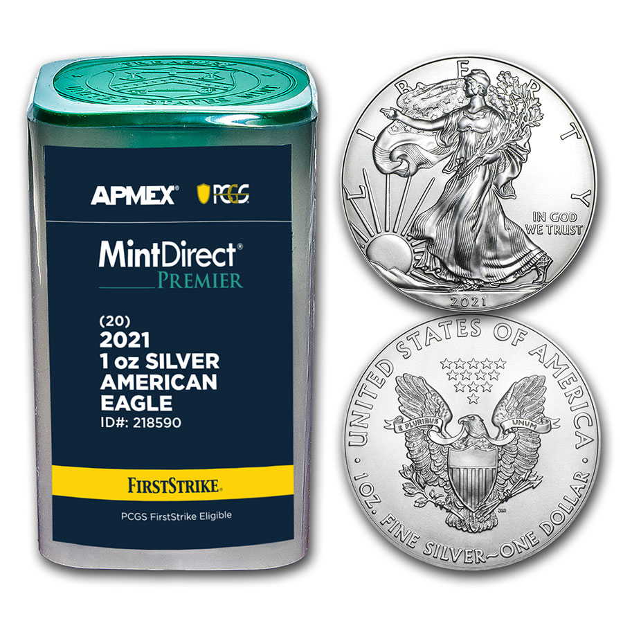 Buy 2021 1 oz Silver Eagles 20 Coin Tube FirstStrike | APMEX