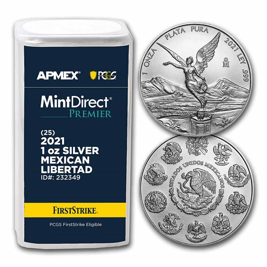 Buy 2021 1 oz Silver Libertad (25Coin MD Premier® Tube + PCGS FS®) APMEX