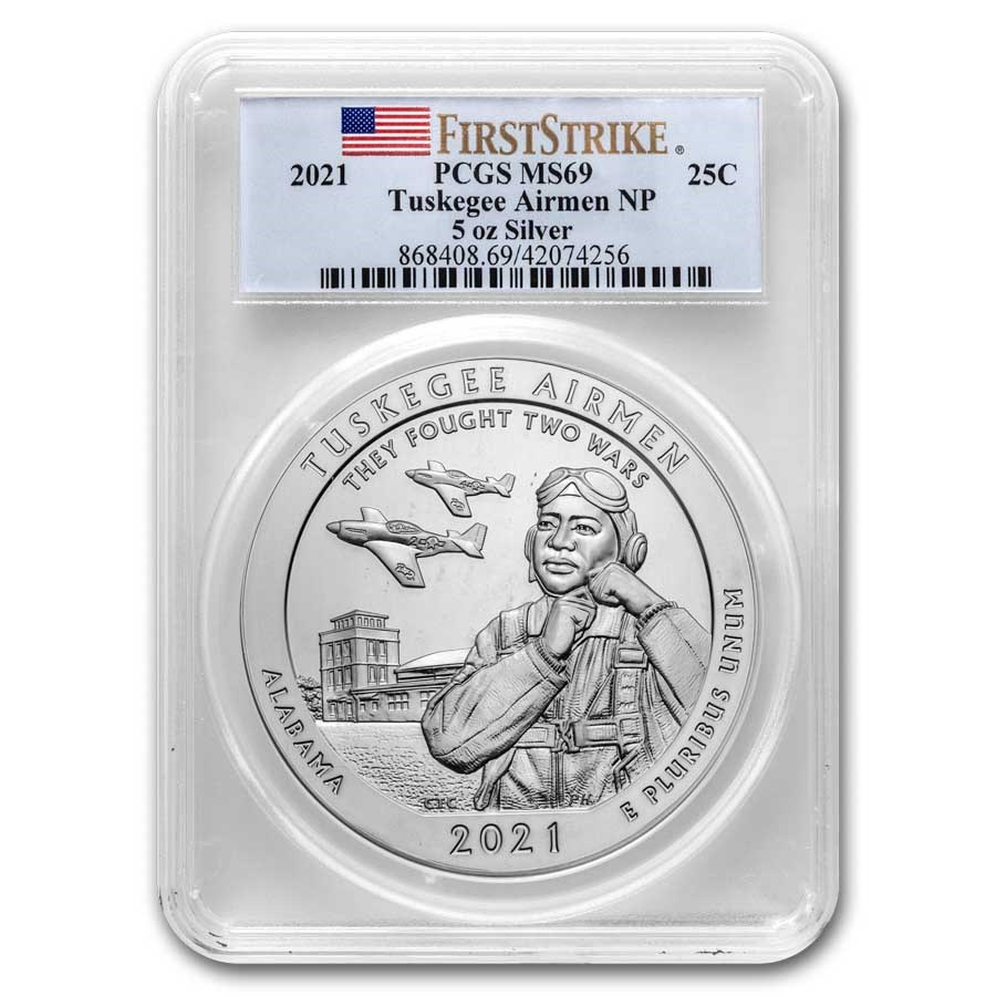 2021 5 oz Silver ATB Tuskegee Airmen MS-69 PCGS (FS)