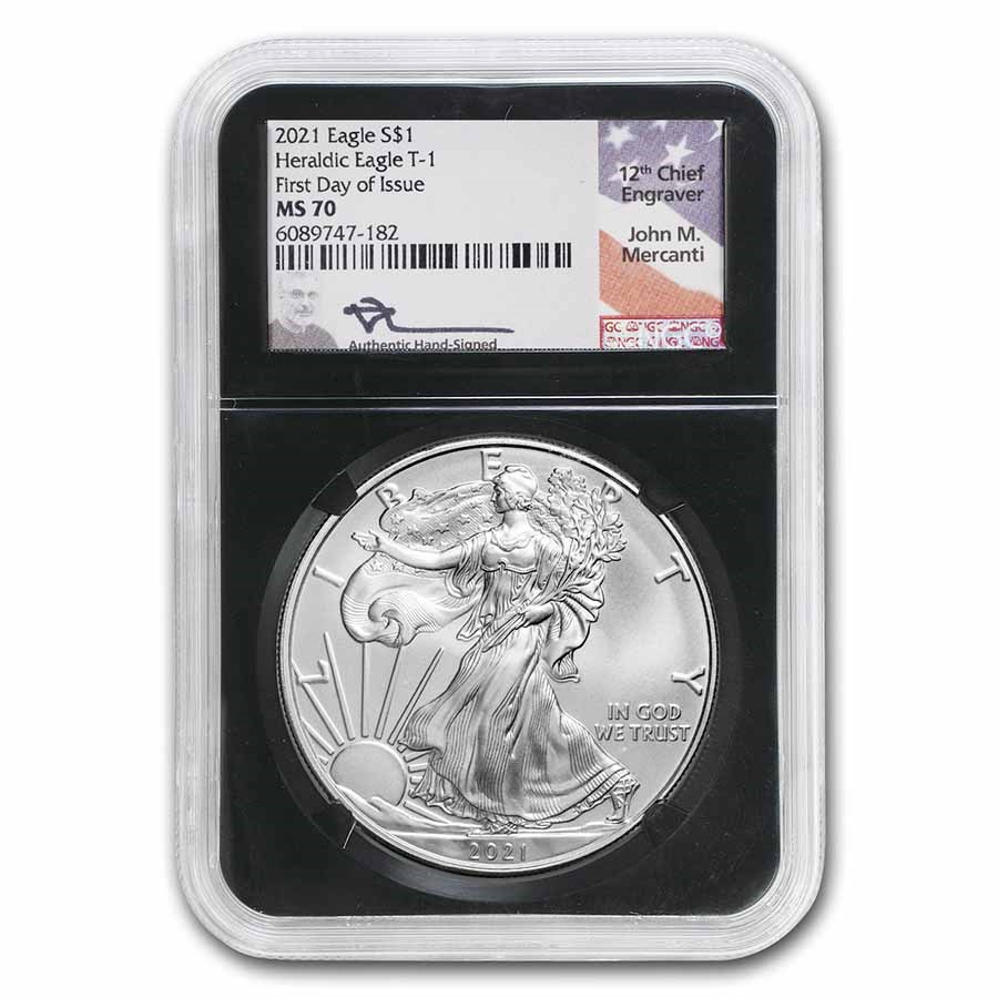 2021 American Silver Eagle (Type 1) MS-70 NGC (FDI, Mercanti)