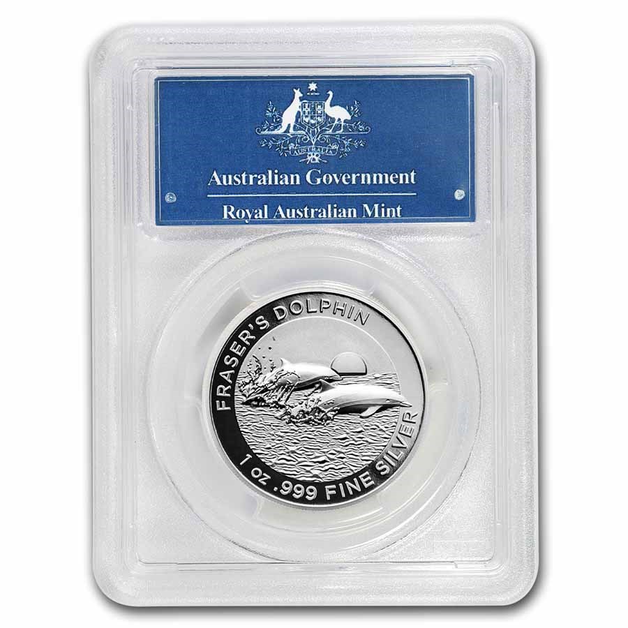 2021 Australia 1 oz Silver Dolphin PR-70 PCGS (First Day, HR)