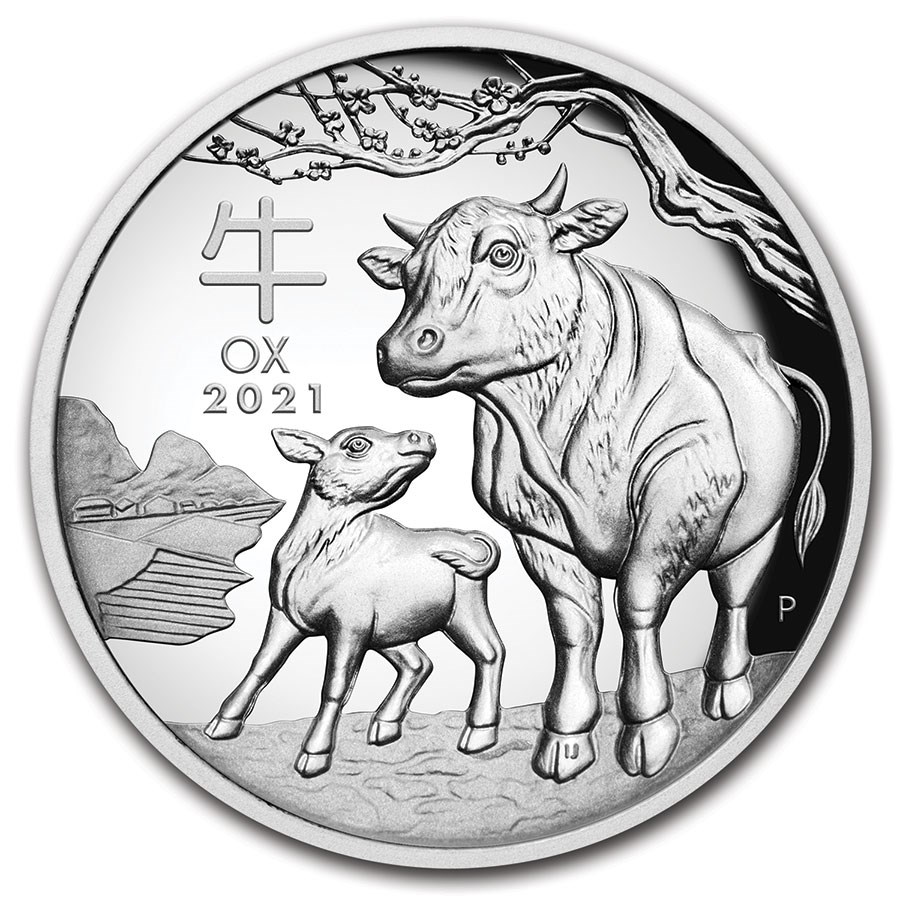 2021 Australia 1 oz Silver Lunar Ox Proof (HR, Box & COA)