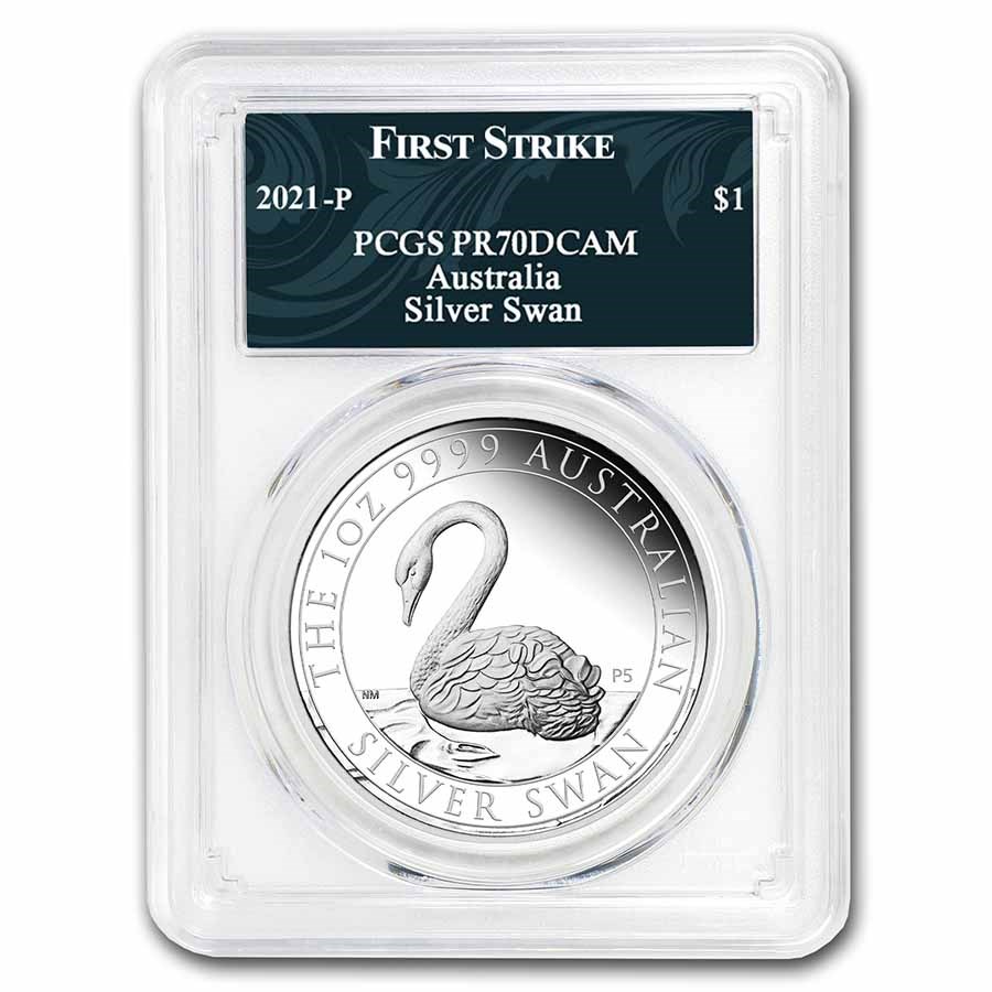 2021 Australia 1 oz Silver Swan PR-70 PCGS (FS, Swan Label)