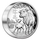 2021 Australia 5 oz Silver Lunar Ox Proof (HR, w/Box & COA)