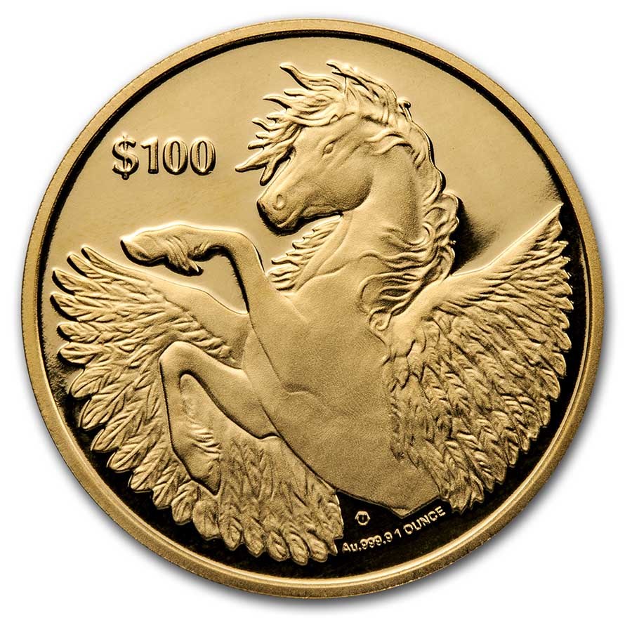 2021 BVI 1 oz Gold Pegasus Reverse Cameo BU