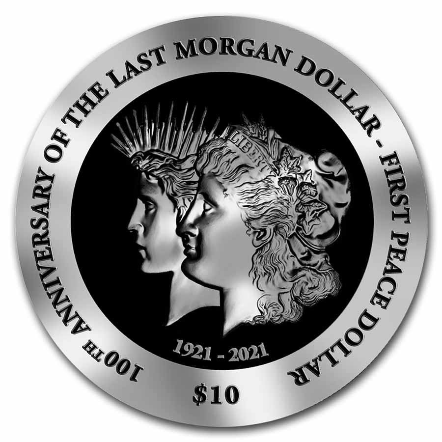 2021 BVI 1 oz Silver w/ Pearl Black Finish Morgan-Peace Dollar