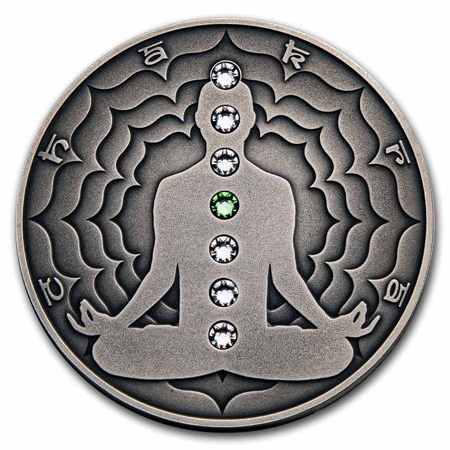 2021 Cameroon 2 oz Silver Antique Chakra; Anahata