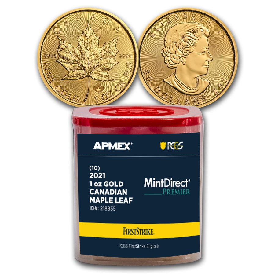 2021 Canada 1 oz Gold Maple (10-Coin MD Premier + PCGS FS Tube)