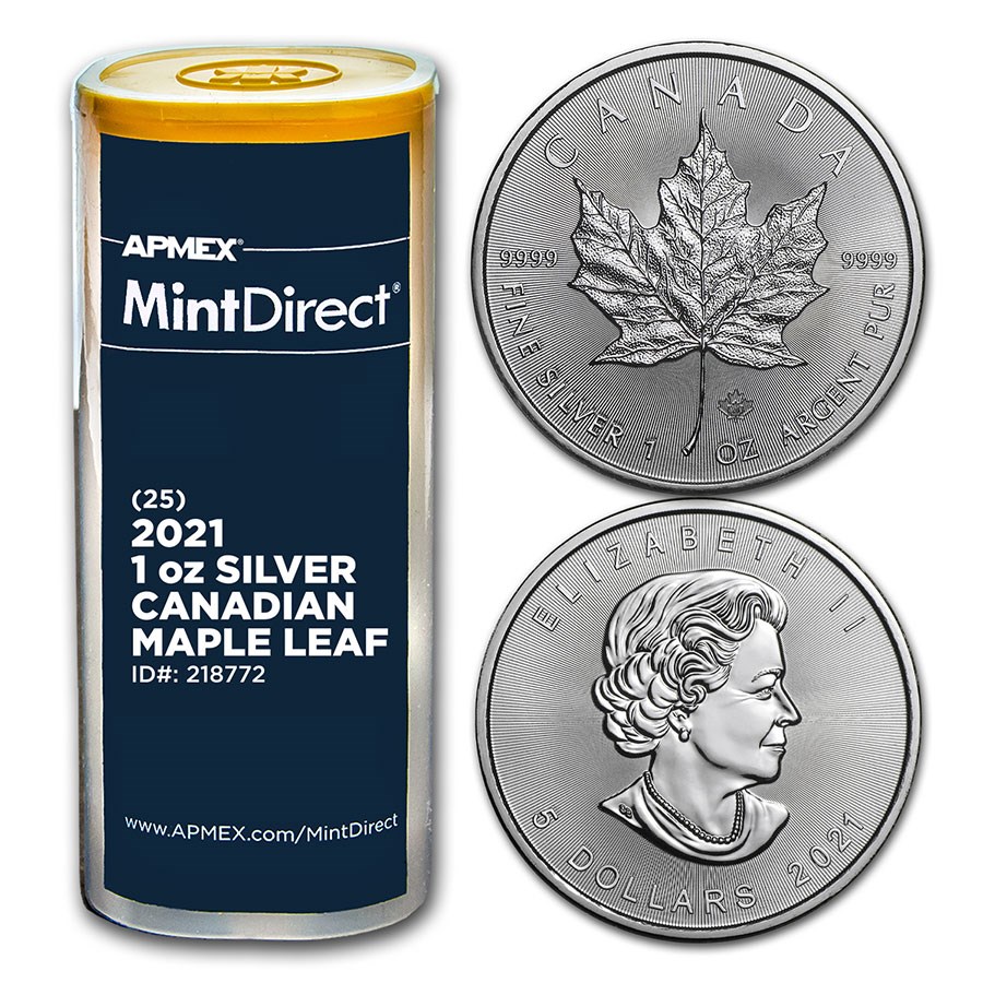 Buy 21 Canada 1 Oz Silver Maple Leaf 25 Coin Mintdirect Tube Apmex