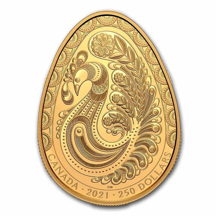 2021 Canada 2 oz Gold $250 Rooster Pysanka