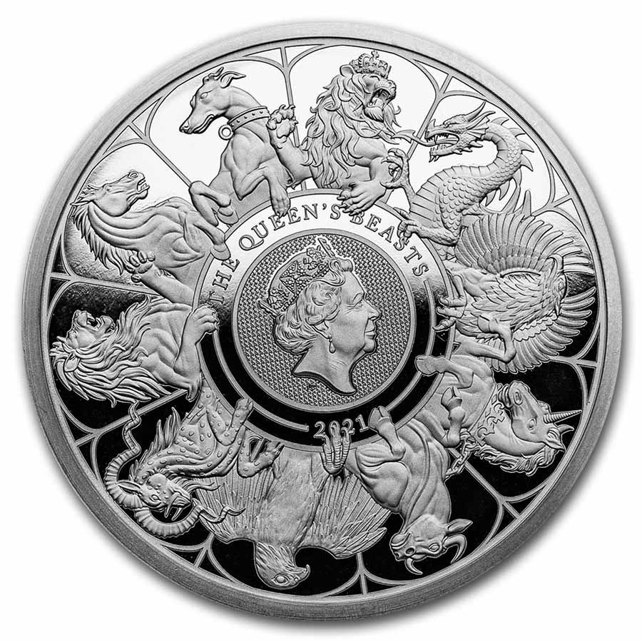 2021 GB Proof 2 oz Silver Queen's Beasts Collector (w/Box & COA)