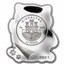 2021 Gibraltar 10 gram Silver Lucky Kitten Shape Coin