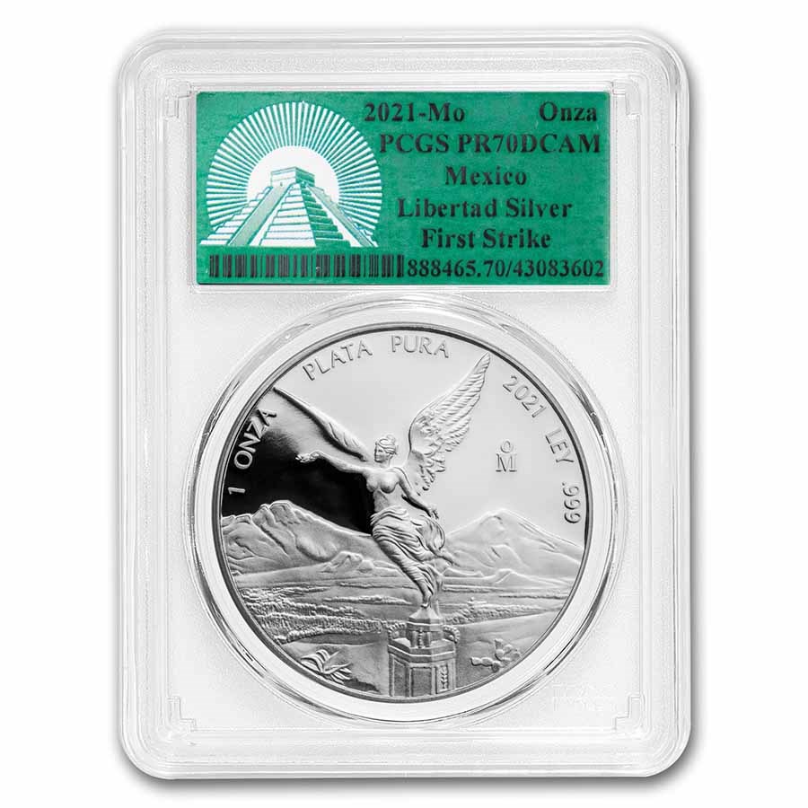 2021 Mexico 1 oz Silver Libertad PR-70 PCGS (FS, Green Label)