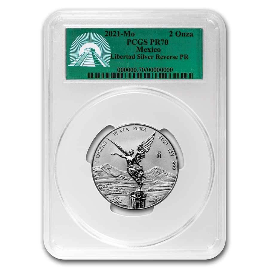 2021 Mexico 2 oz Silver Libertad Reverse Proof PR-70 PCGS