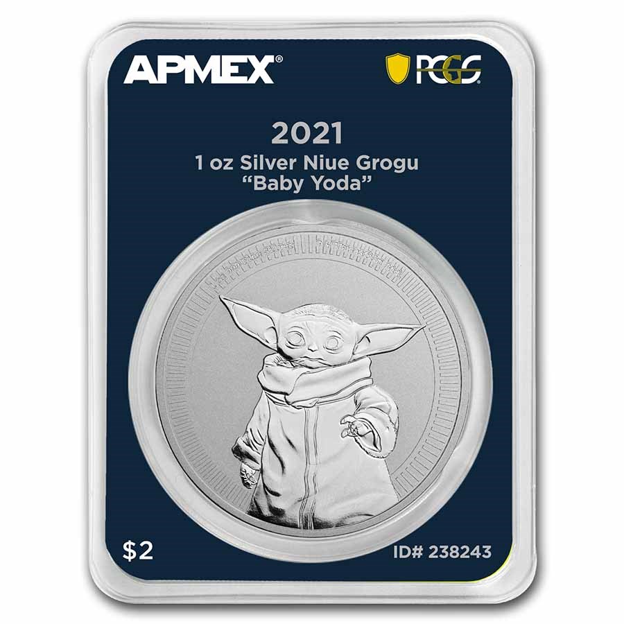 2021 Niue 1 oz Ag $2 Grogu "Baby Yoda" (MD® Premier + PCGS FS)