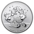 2021 Niue 1 oz Silver $2 Disney Donald & Daisy Duck BU