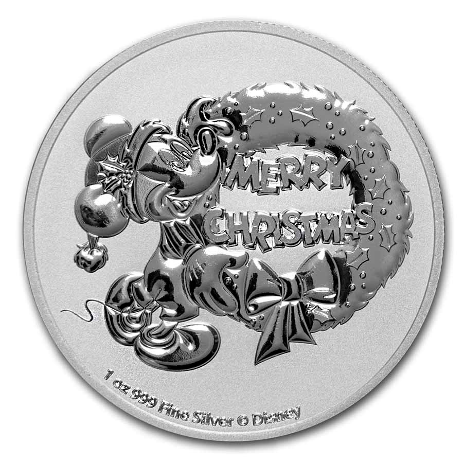 2021 Niue 1 oz Silver $2 Disney Mickey Mouse Christmas BU