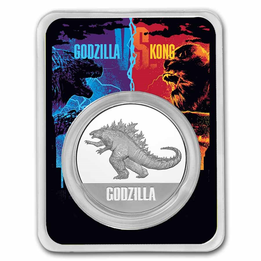 2021 Niue 1 oz Silver $2 Godzilla Coin BU in TEP