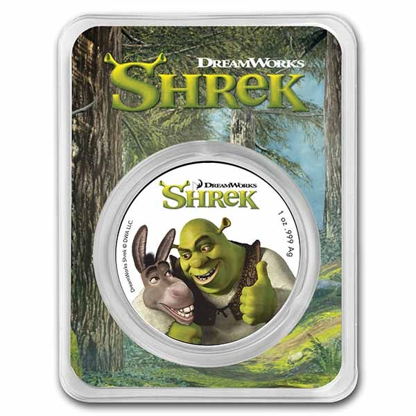 2021 Niue 1 oz Silver $2 Shrek 20th Anniversary BU (Colorized)