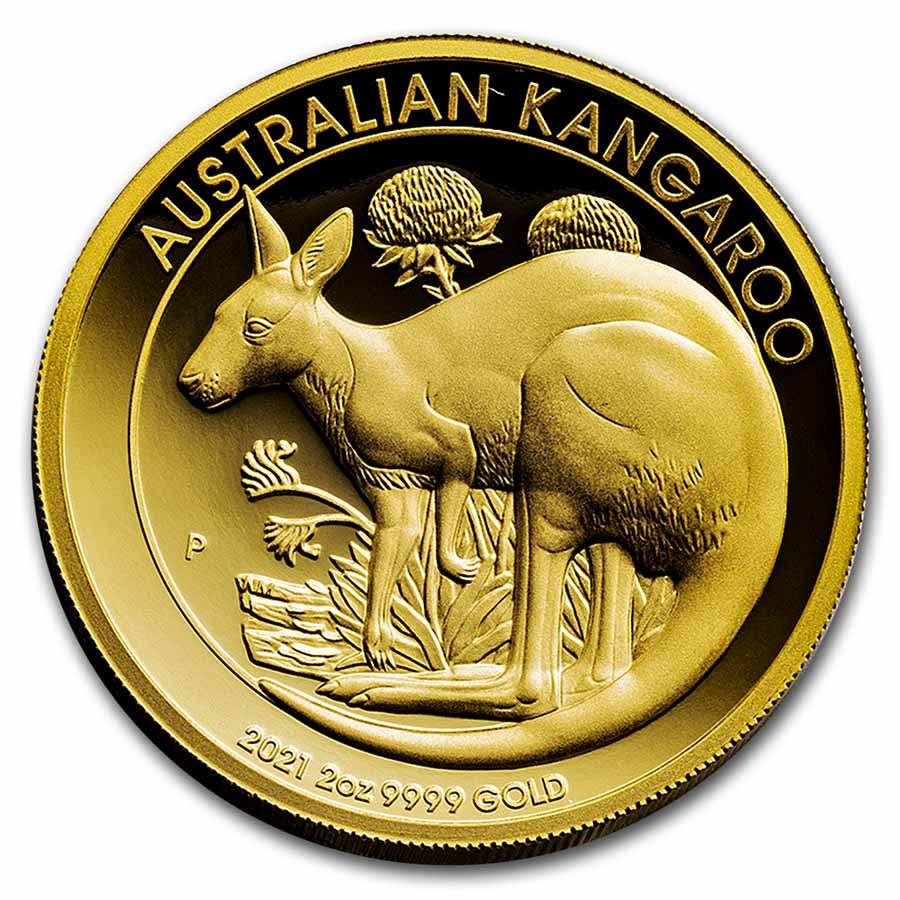 2021-P Australia 2 oz Gold Kangaroo Proof (High Relief)