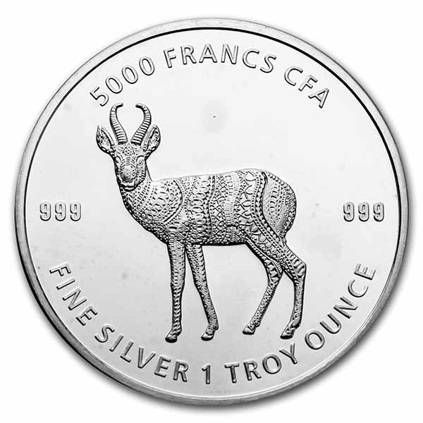 2021 Republic of Chad 1 oz Silver Mandala Antelope BU (Abrasion)