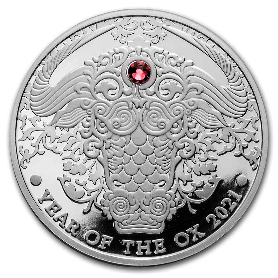 2021 Republic of Ghana 1/2 oz Silver Year of the Ox Proof