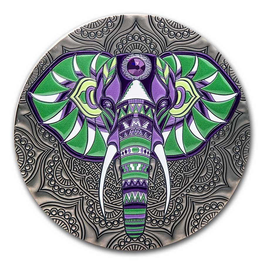 2021 Republic of Ghana 1 kilo Silver Mandala Collection: Elephant