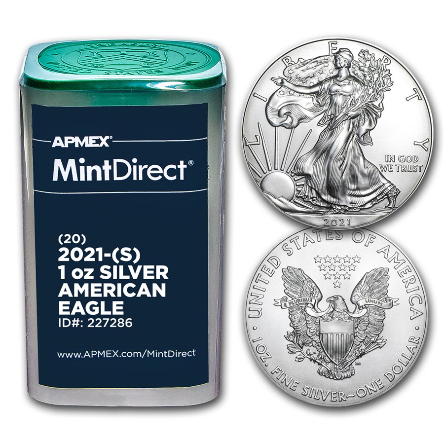 Buy 2021 (S) 1 oz American Silver Eagles (20-Coin MintDirectÂ® Tube) | APMEX