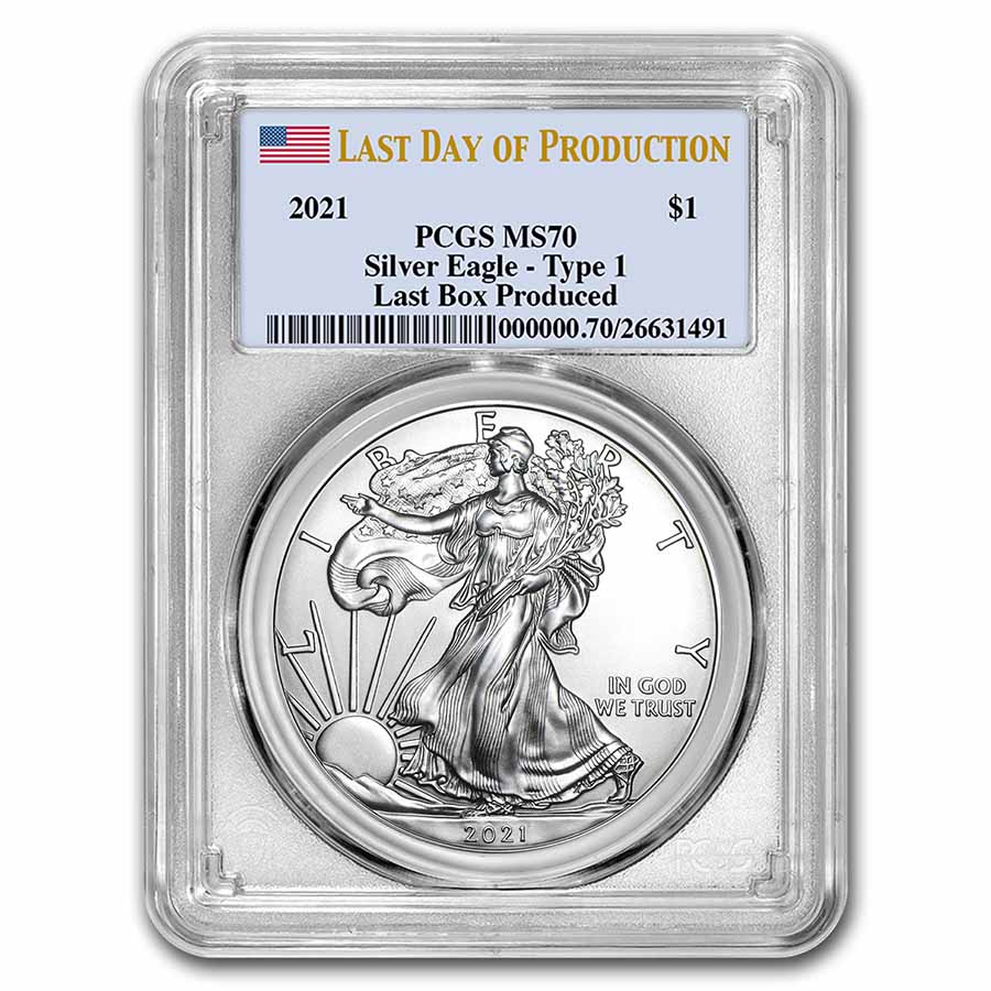 Buy 2021 Silver Eagle MS-70 PCGS (Type 1, Final Box) | APMEX