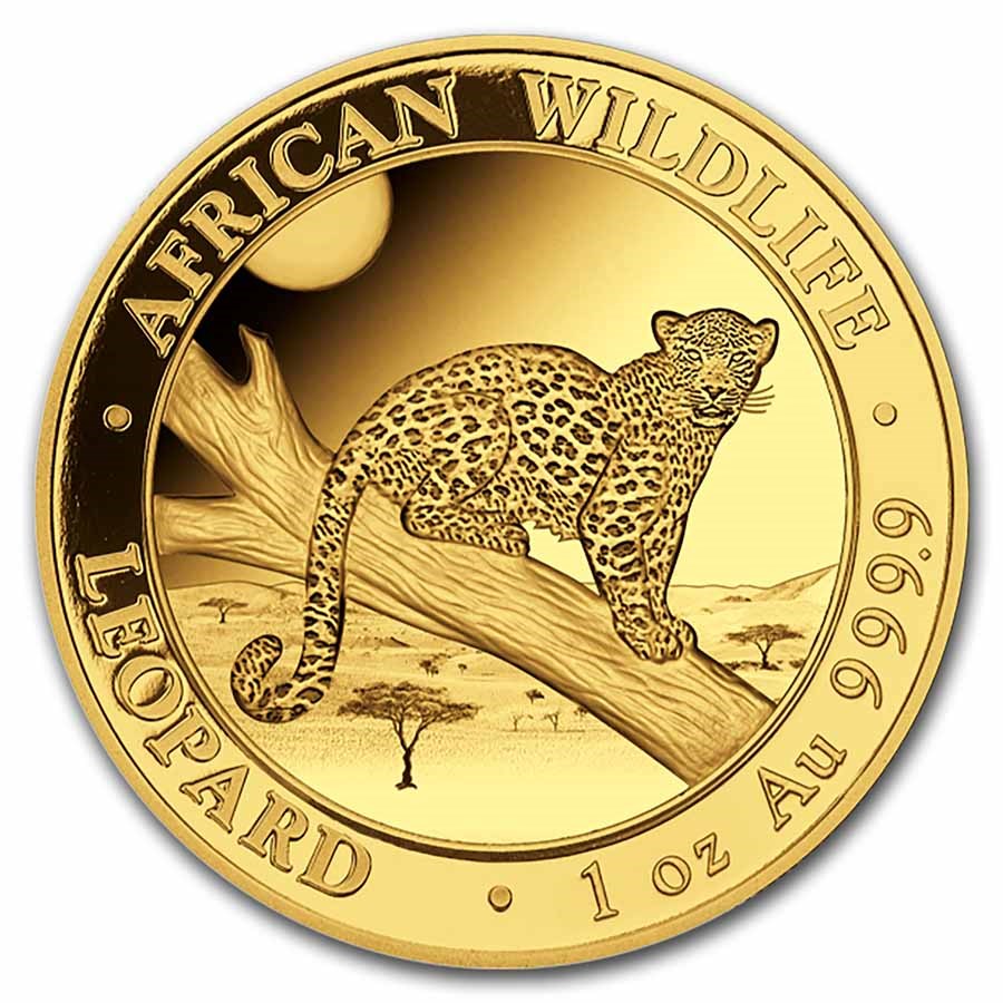 2021 Somalia 1 oz Gold African Wildlife Leopard BU