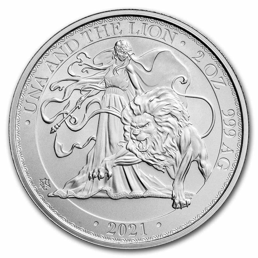 Buy 2021 St. Helena 2 oz Silver Una and the Lion BU | APMEX