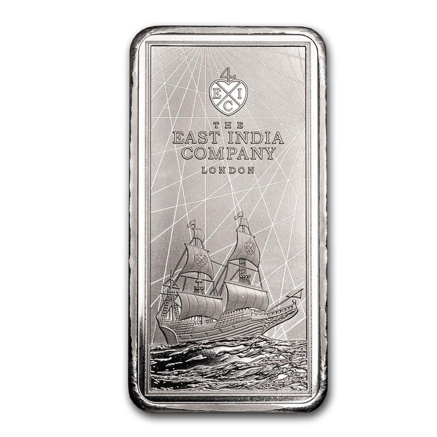 2021 St. Helena 250 gram Silver £10 East India Co Ship Coin Bar