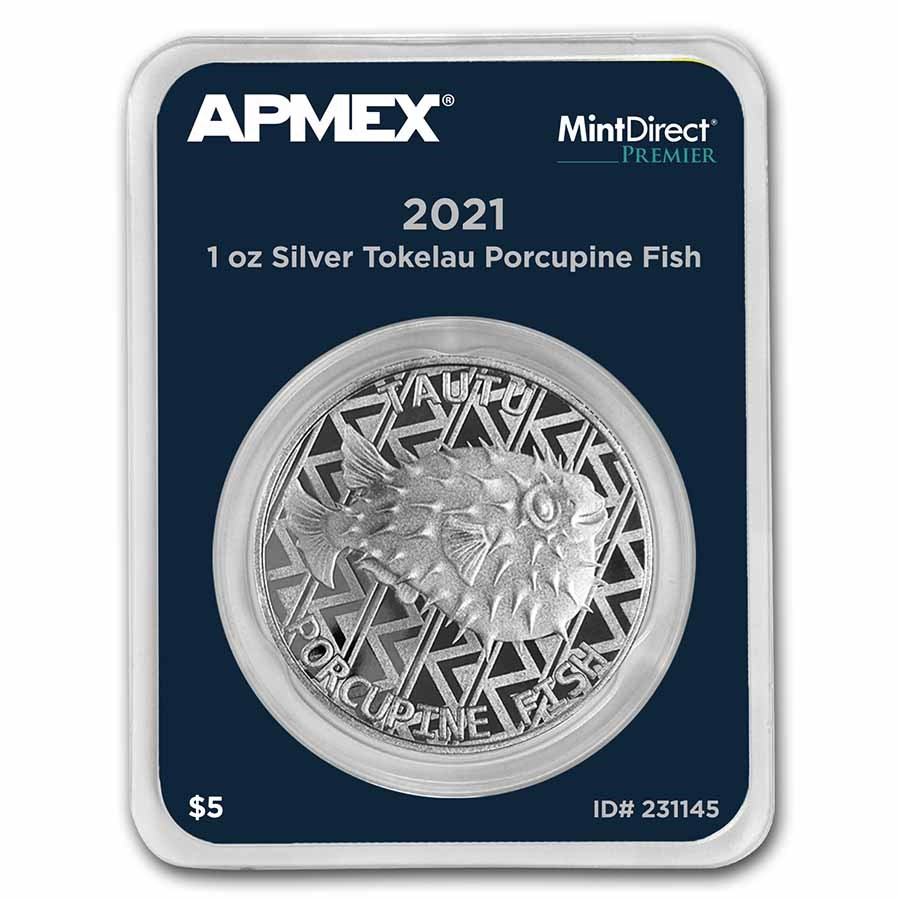 2021 Tokelau 1 oz Silver Porcupine Fish (MD® Premier Single)