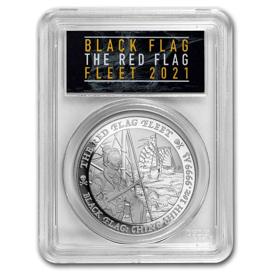 2021 Tuvalu 1 oz Silver The Red Flag Fleet MS-70 PCGS (FS)