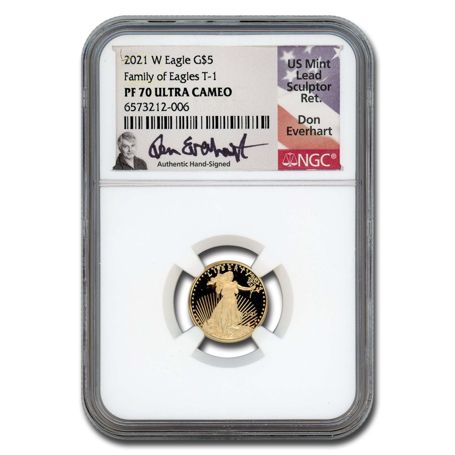 2021-W 1/10 oz Proof Gold Eagle (Type 1) PF-70 NGC(Everhart)