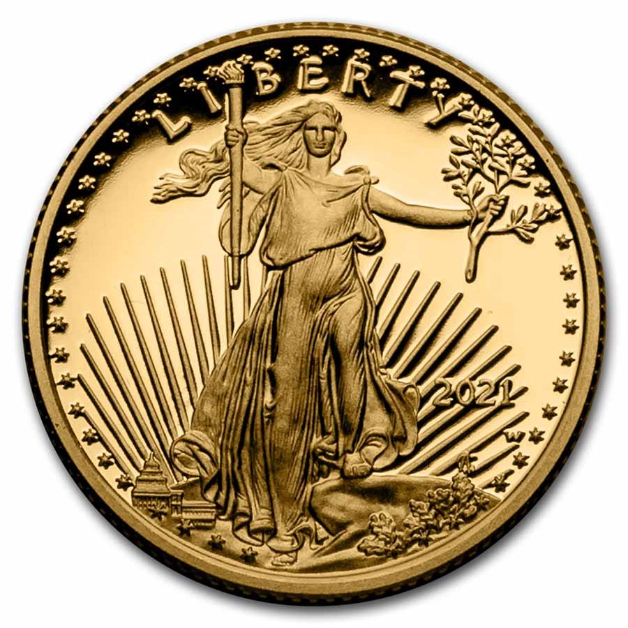 2021-W 1/4 oz Proof American Gold Eagle (Type 1) (Box & COA)