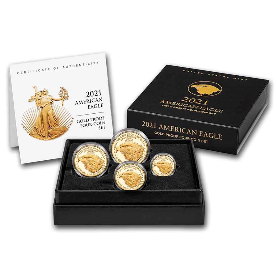 2021-W 4-Coin Proof American Gold Eagle Set (Type 2) (Box & COA)