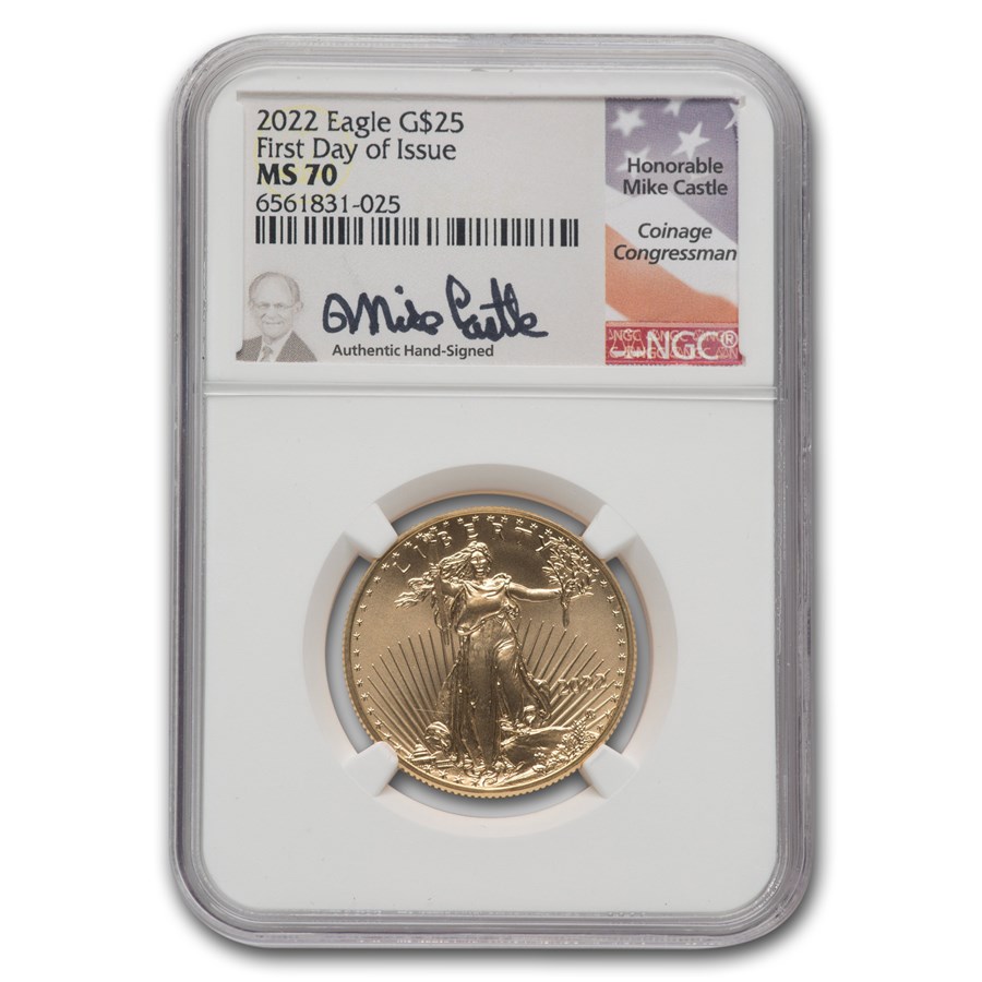 2022 1/2 oz American Gold Eagle MS-70 NGC (FDI, Castle)