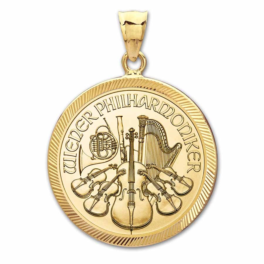 2022 1/4 oz Gold Philharmonic Pendant (Diamond-Prong Bezel)