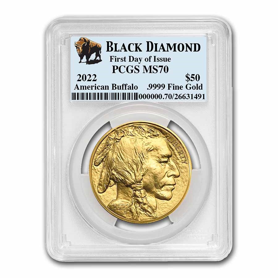 2022 1 oz Gold Buffalo MS-70 PCGS (FDI, Black Diamond)