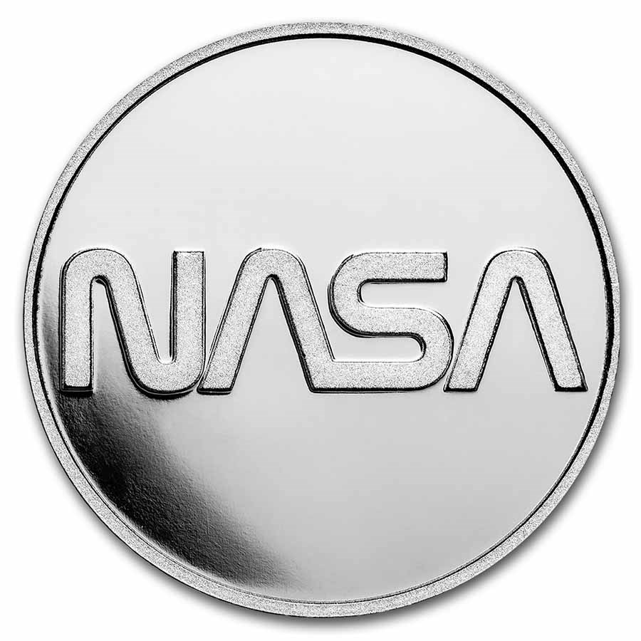 2022 1 oz Silver $10 NASA Retro Worm Logo BU