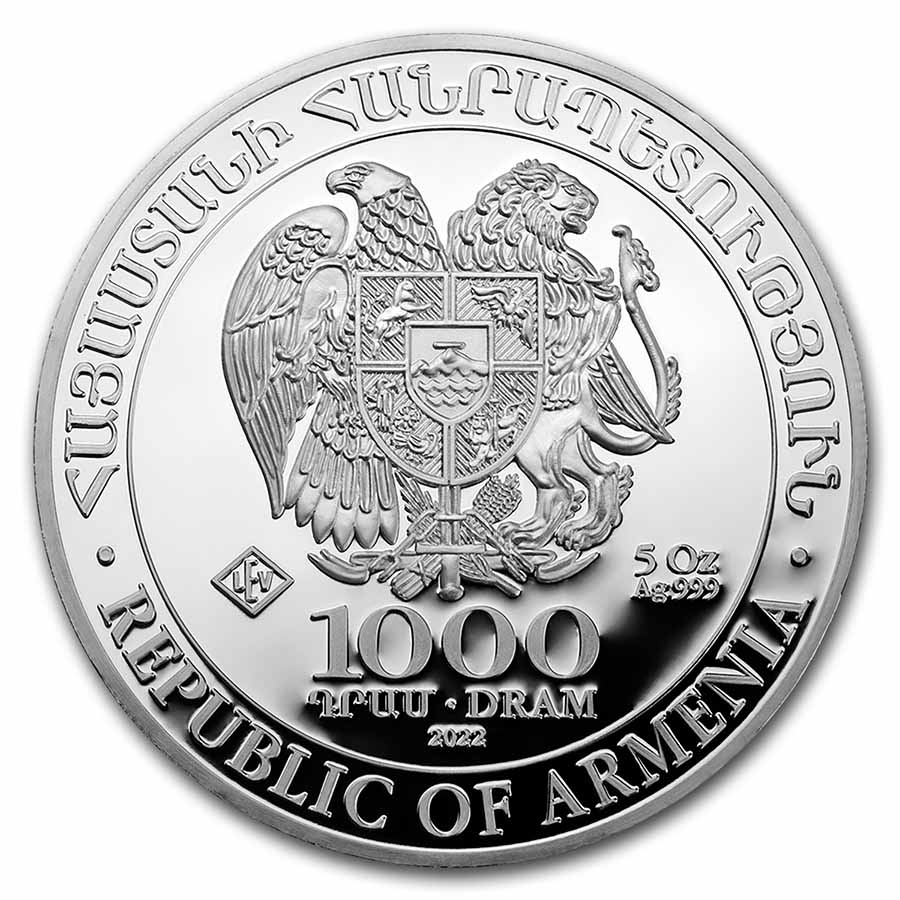 Buy 2022 Armenia 5 oz Silver 1000 Drams Noah's Ark | APMEX