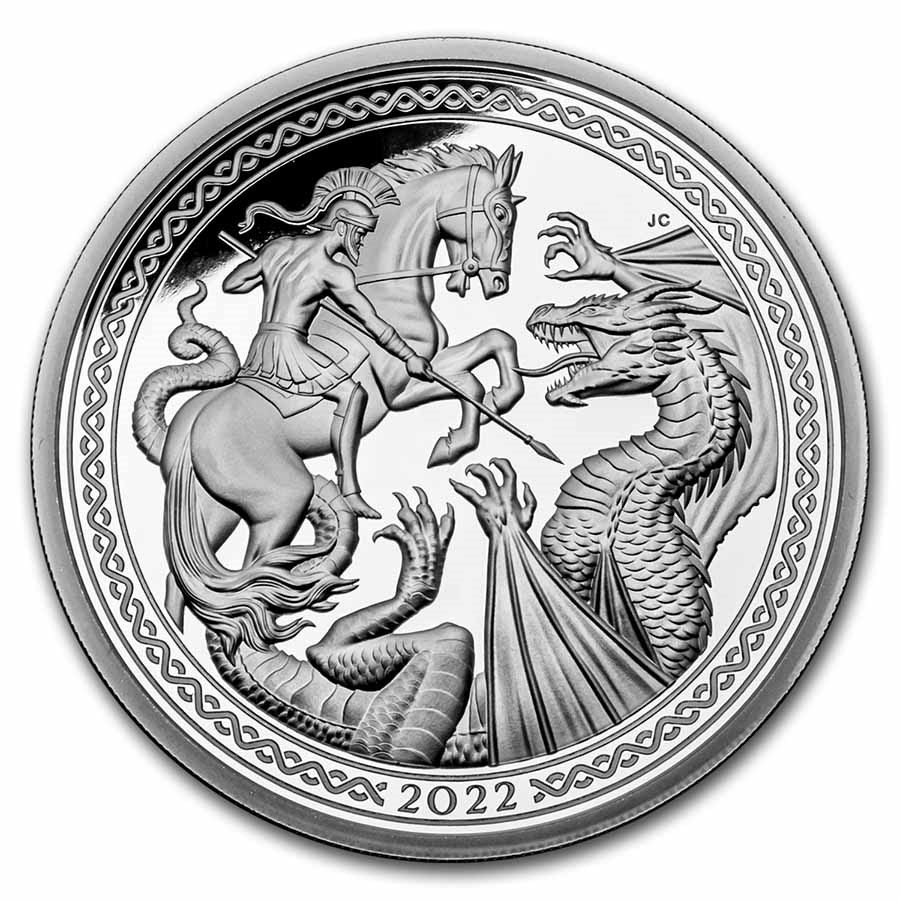 2022 Ascension Isl. 5 oz Silver Saint George and the Dragon Proof