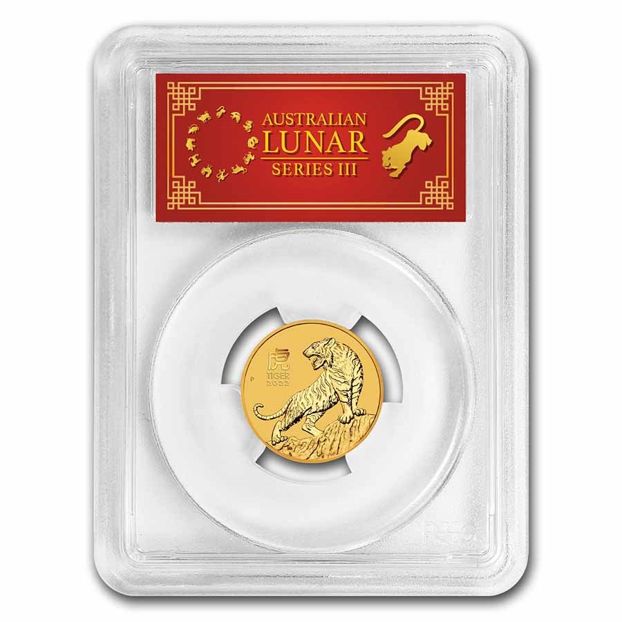 2022 Australia 1/4 oz Au Lunar Tiger MS-70 PCGS (FS, Red Label)